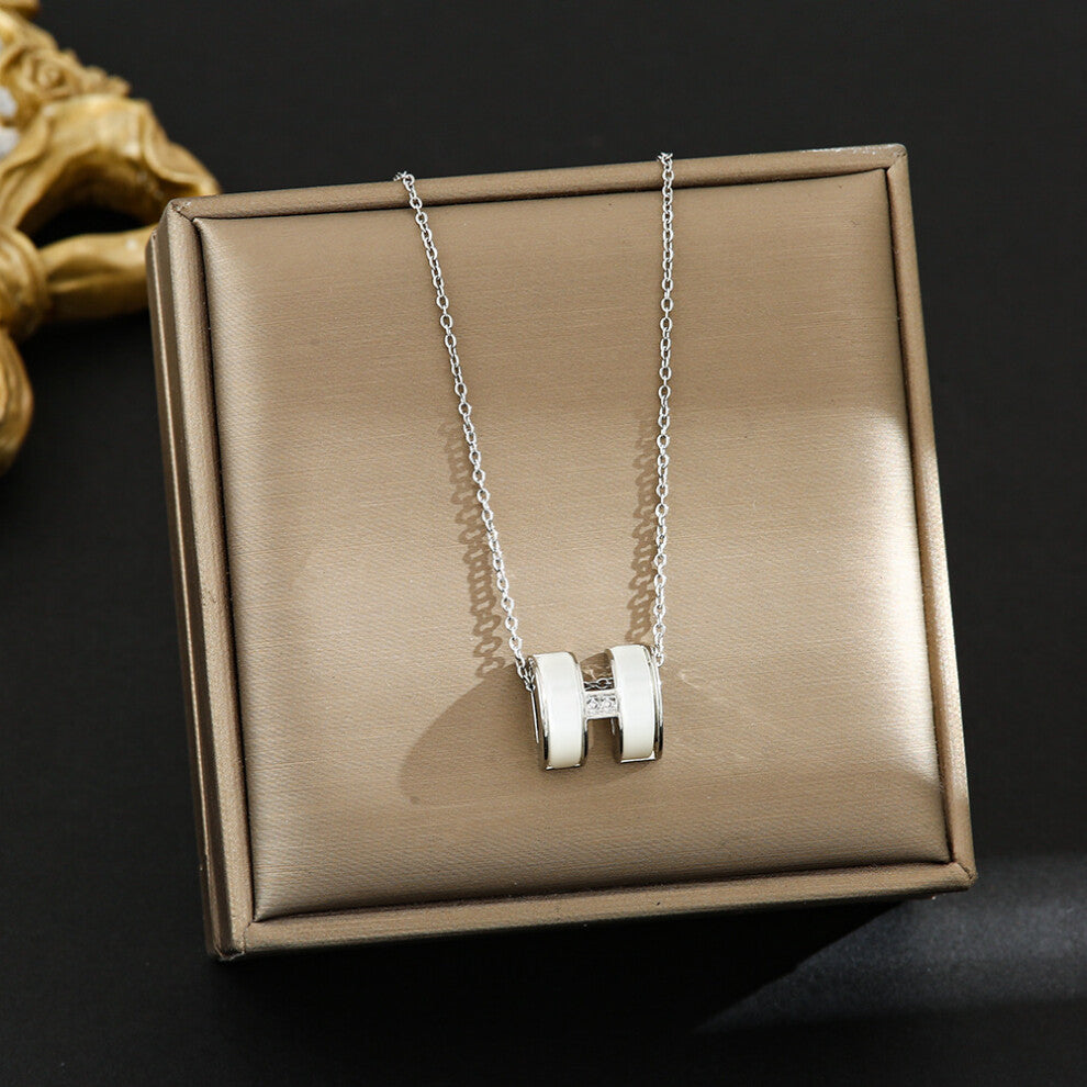 (8324-Silver) Silver titanium steel necklace for women, ins style, niche and versatile, popular collarbone chain