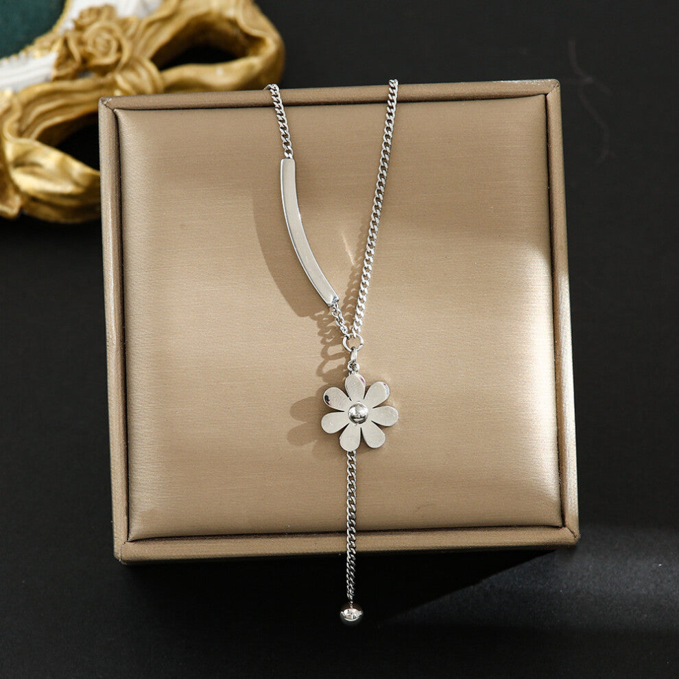 (8325-Silver) Silver titanium steel necklace for women, ins style, niche and versatile, popular collarbone chain