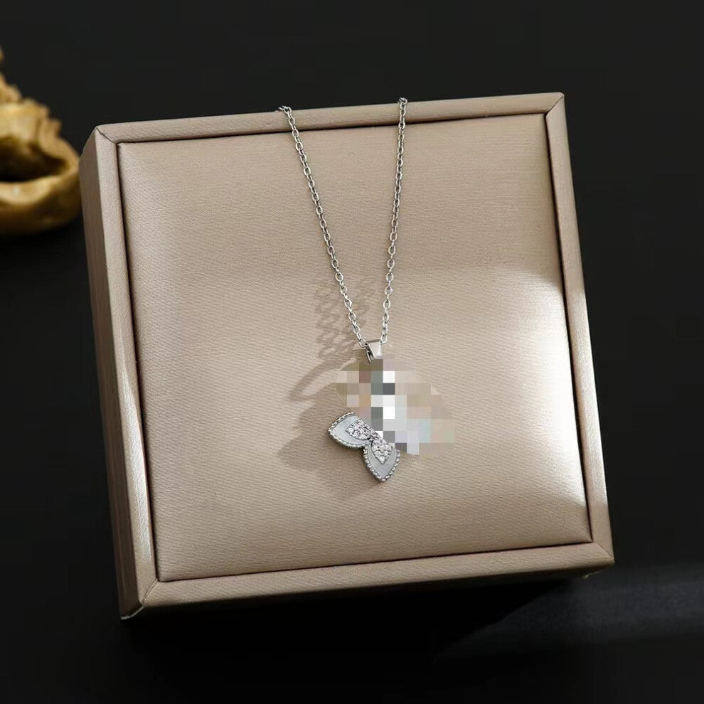 (8334-Silver) Silver titanium steel necklace for women, ins style, niche and versatile, popular collarbone chain