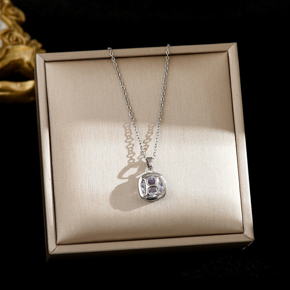 (8336-Silver) Silver titanium steel necklace for women, ins style, niche and versatile, popular collarbone chain