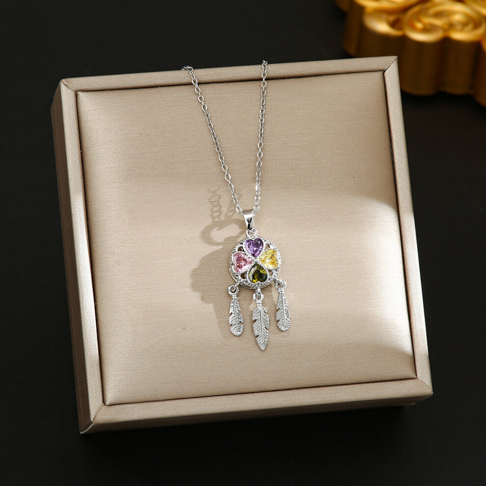 (8372-Silver) Silver titanium steel necklace for women, ins style, niche and versatile, popular collarbone chain