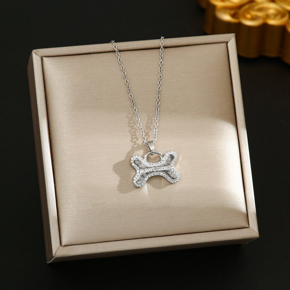 (8373-Silver) Silver titanium steel necklace for women, ins style, niche and versatile, popular collarbone chain