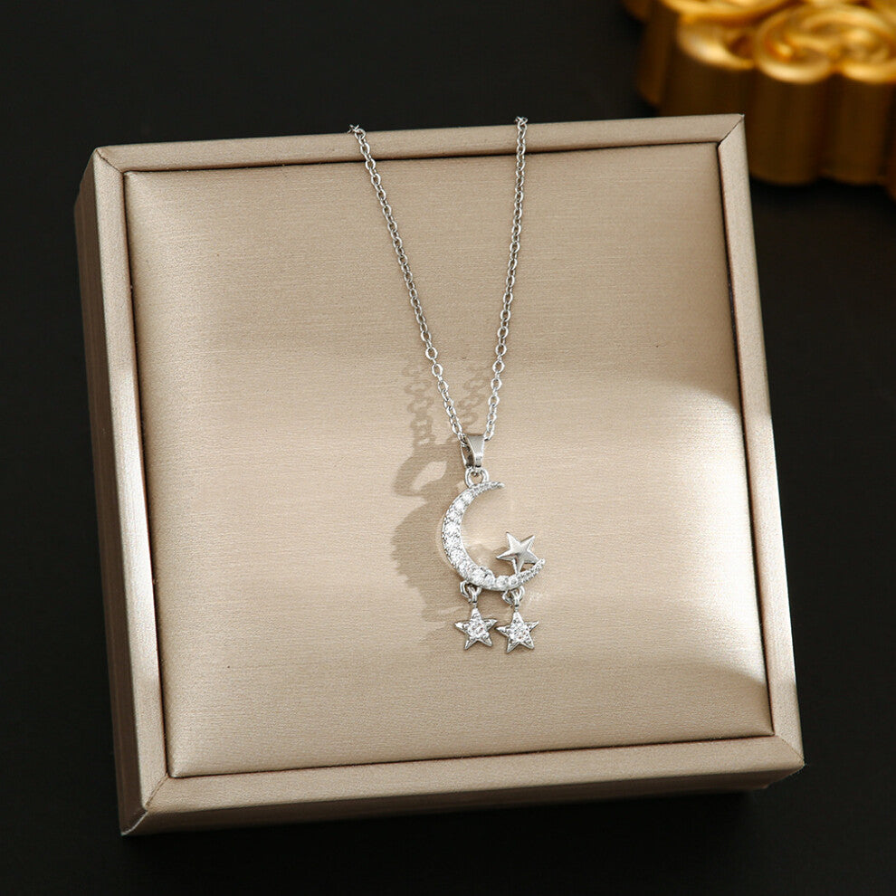 (8378-Silver) Silver titanium steel necklace for women, ins style, niche and versatile, popular collarbone chain