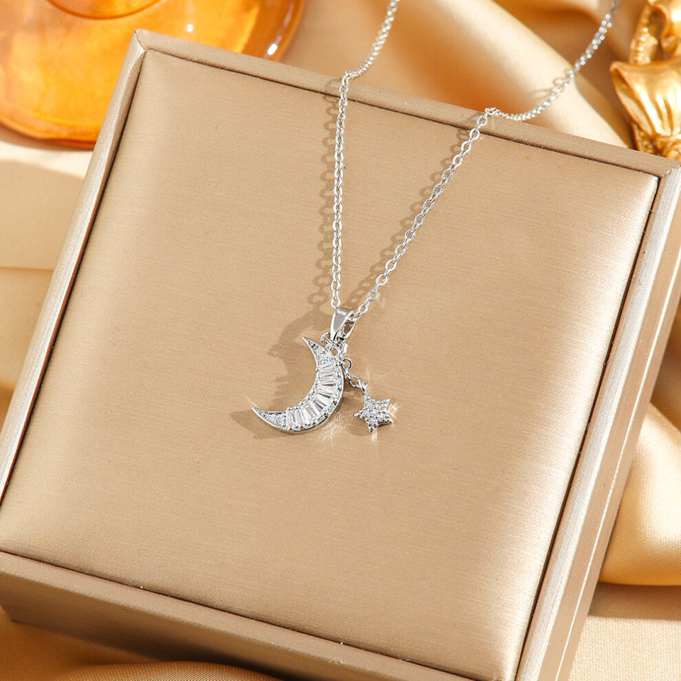 (8379-Silver) Silver titanium steel necklace for women, ins style, niche and versatile, popular collarbone chain