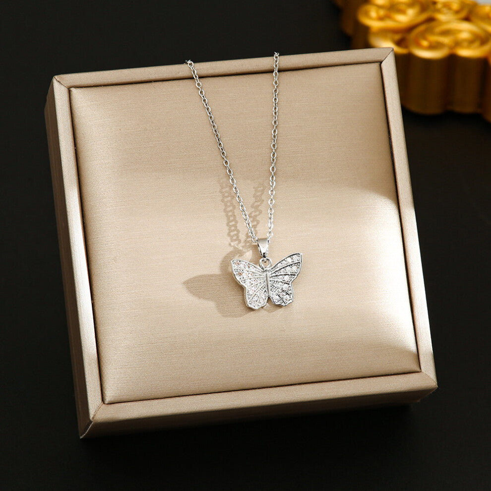 (8384-Silver) Silver titanium steel necklace for women, ins style, niche and versatile, popular collarbone chain