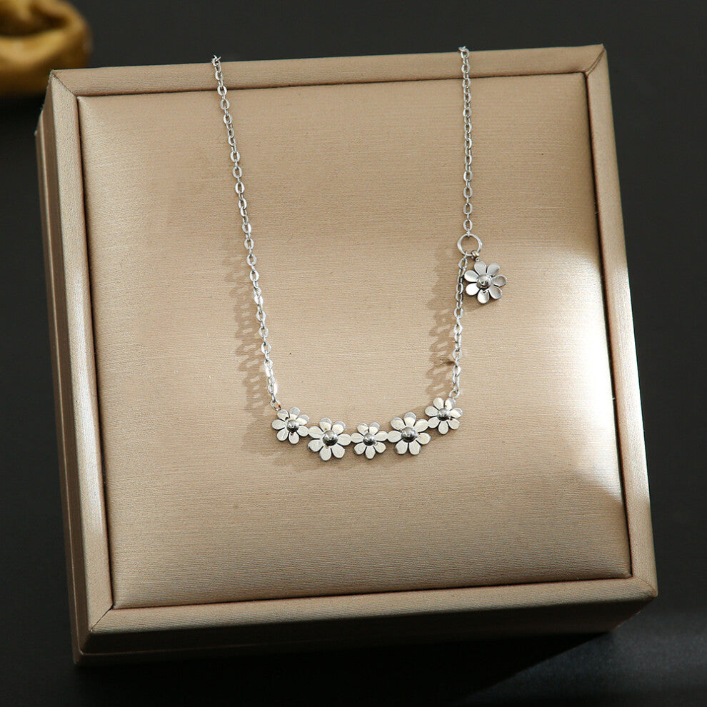 (8388-Silver) Silver titanium steel necklace for women, ins style, niche and versatile, popular collarbone chain
