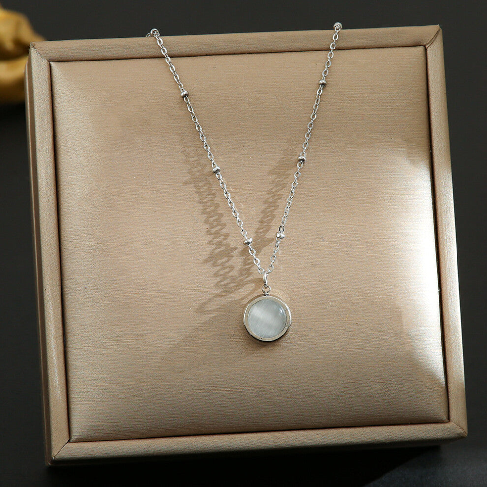 (8389-Silver) Silver titanium steel necklace for women, ins style, niche and versatile, popular collarbone chain