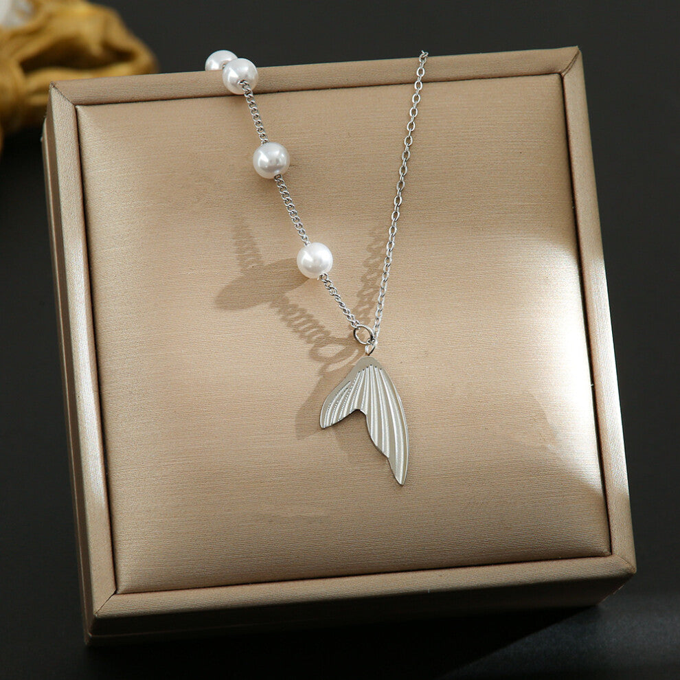 (8394-Silver) Silver titanium steel necklace for women, ins style, niche and versatile, popular collarbone chain