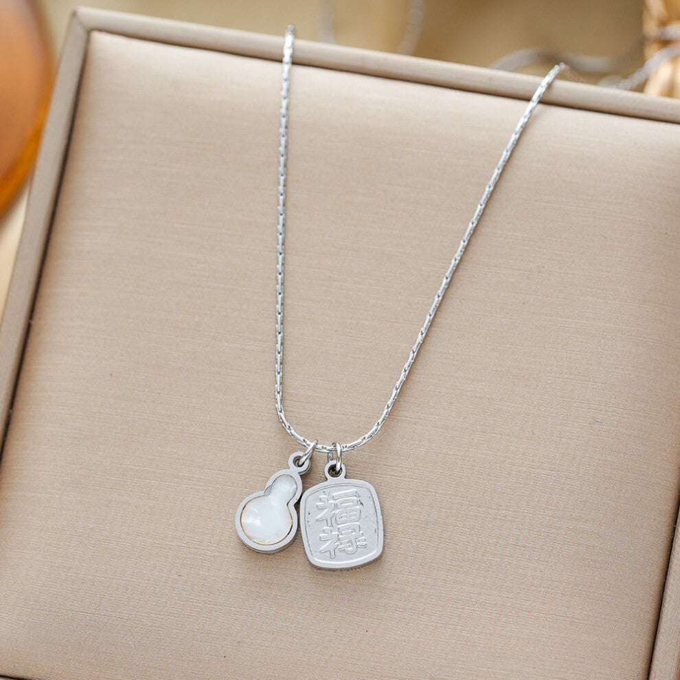 (8398-Silver) Silver titanium steel necklace for women, ins style, niche and versatile, popular collarbone chain