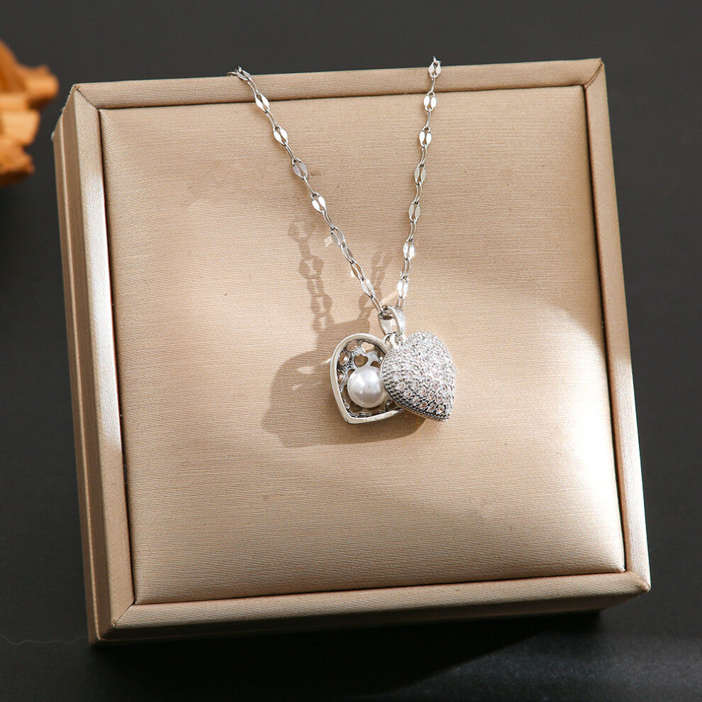 (8406-Silver) Silver titanium steel necklace for women, ins style, niche and versatile, popular collarbone chain