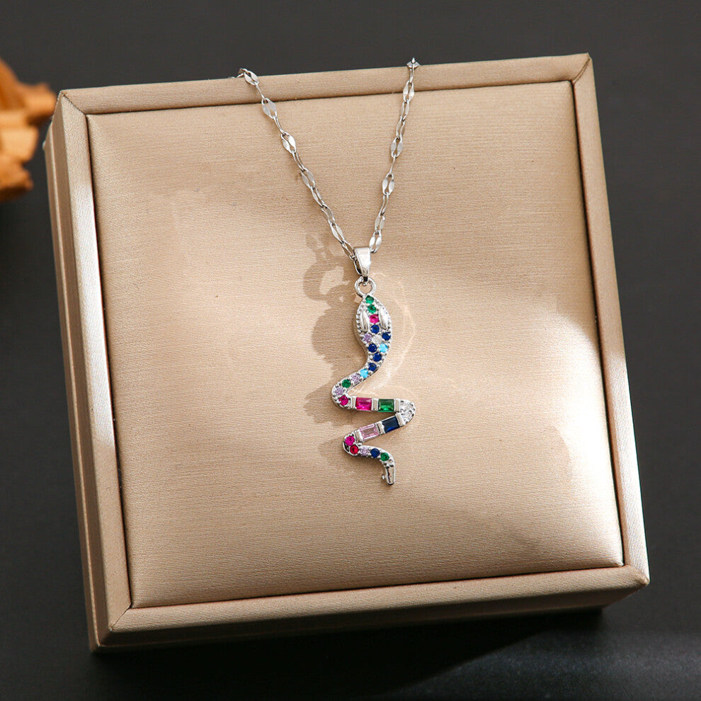 (8409-Silver) Silver titanium steel necklace for women, ins style, niche and versatile, popular collarbone chain