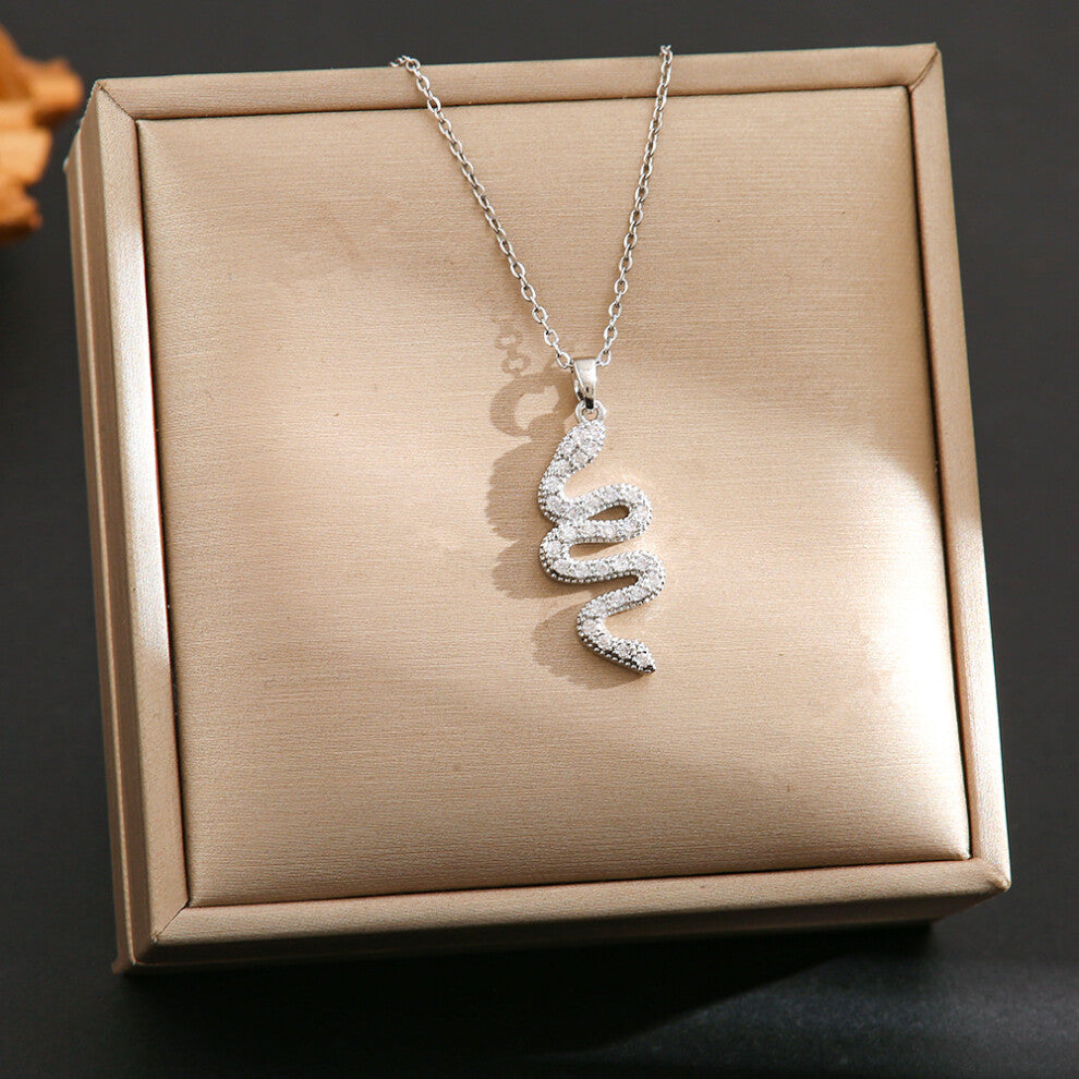 (8410-Silver) Silver titanium steel necklace for women, ins style, niche and versatile, popular collarbone chain