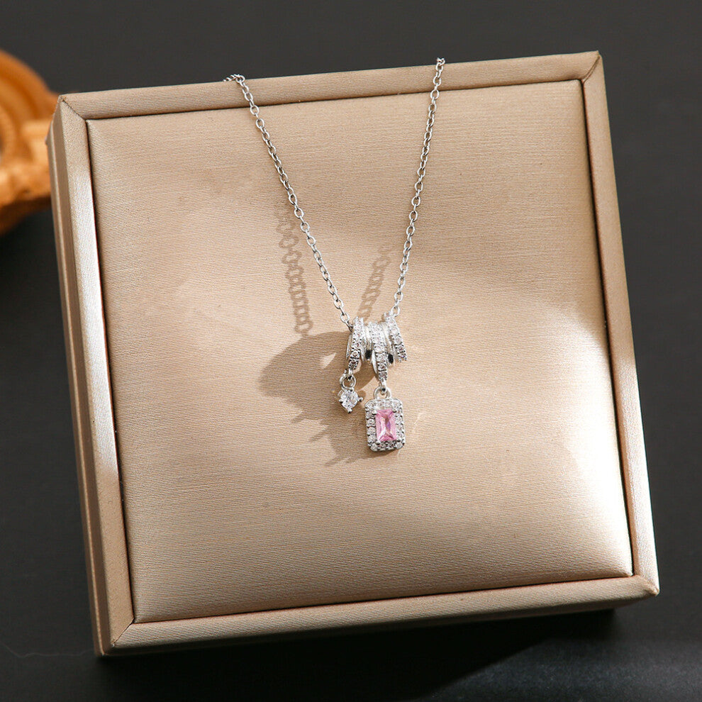 (8413-Silver) Silver titanium steel necklace for women, ins style, niche and versatile, popular collarbone chain