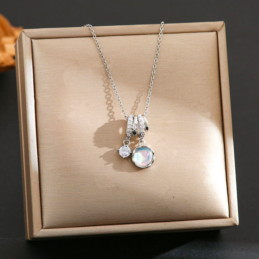 (8415-Silver) Silver titanium steel necklace for women, ins style, niche and versatile, popular collarbone chain