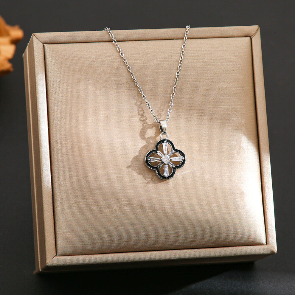 (8417-Silver) Silver titanium steel necklace for women, ins style, niche and versatile, popular collarbone chain