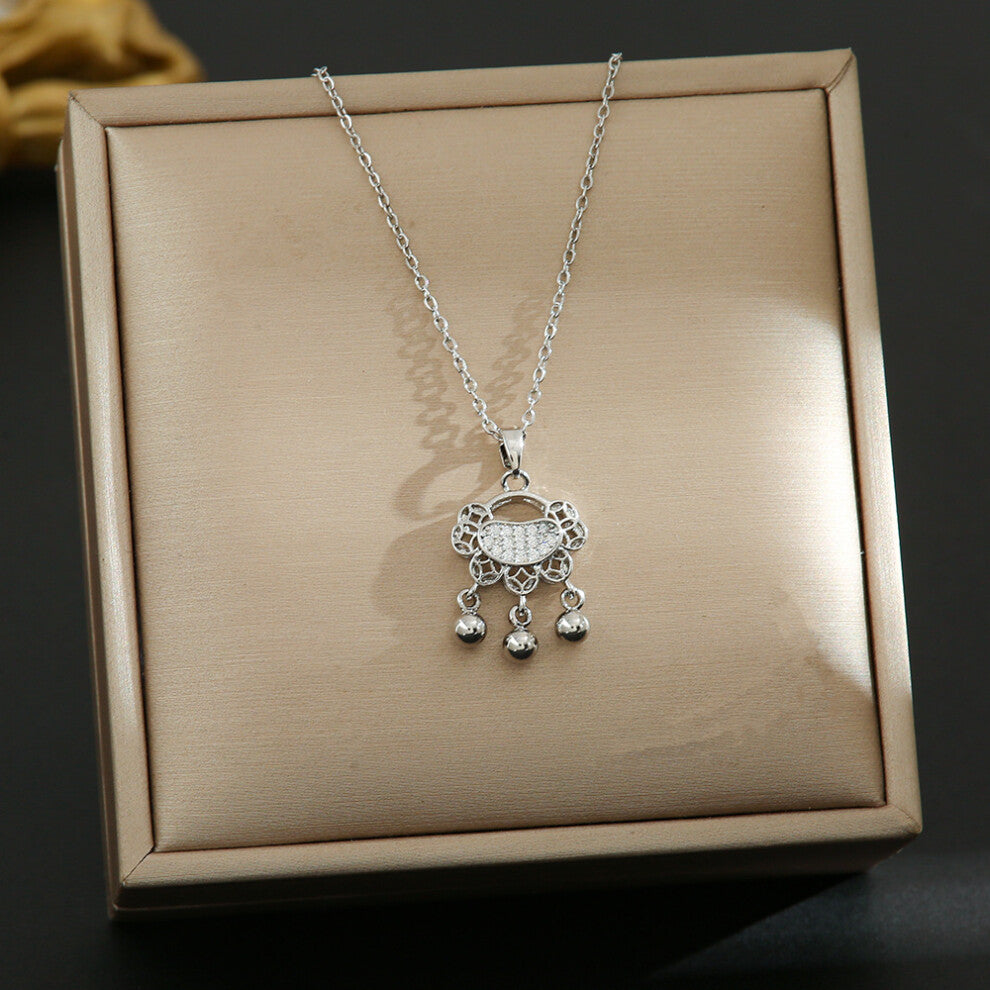 (8418-Silver) Silver titanium steel necklace for women, ins style, niche and versatile, popular collarbone chain