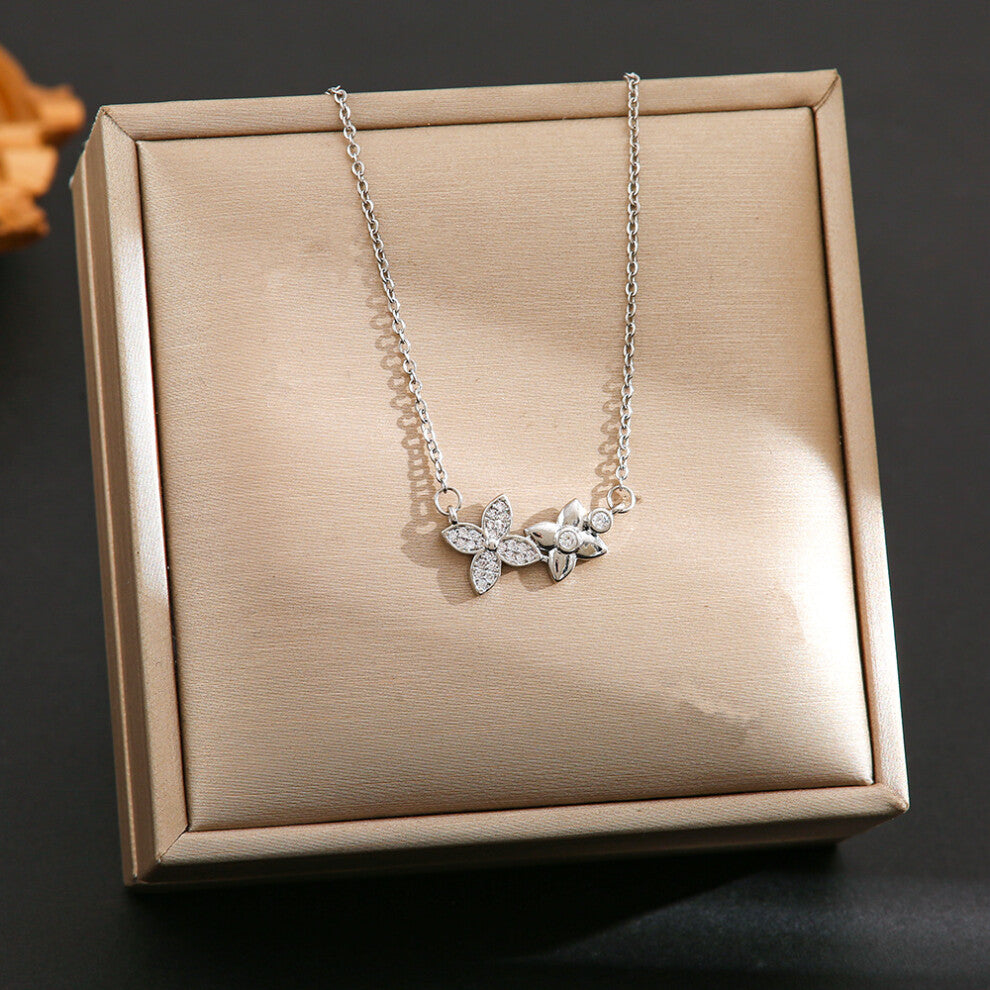 (8420-Silver) Silver titanium steel necklace for women, ins style, niche and versatile, popular collarbone chain