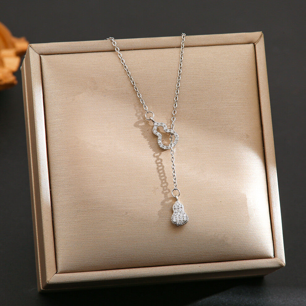 (8421Silver) Silver titanium steel necklace for women, ins style, niche and versatile, popular collarbone chain