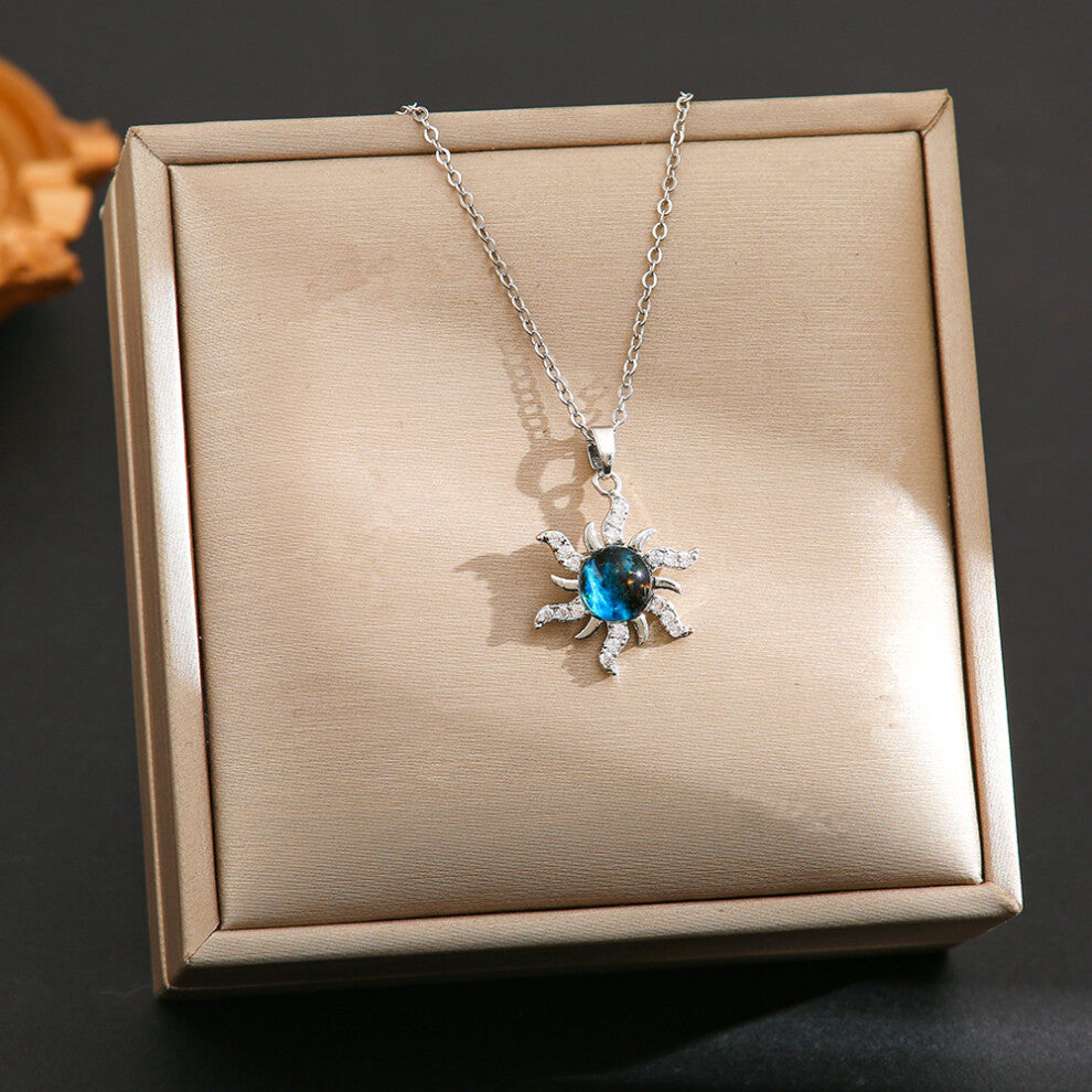 (8428-Silver Dream Planet) Silver titanium steel necklace for women, ins style, niche and versatile, popular collarbone chain