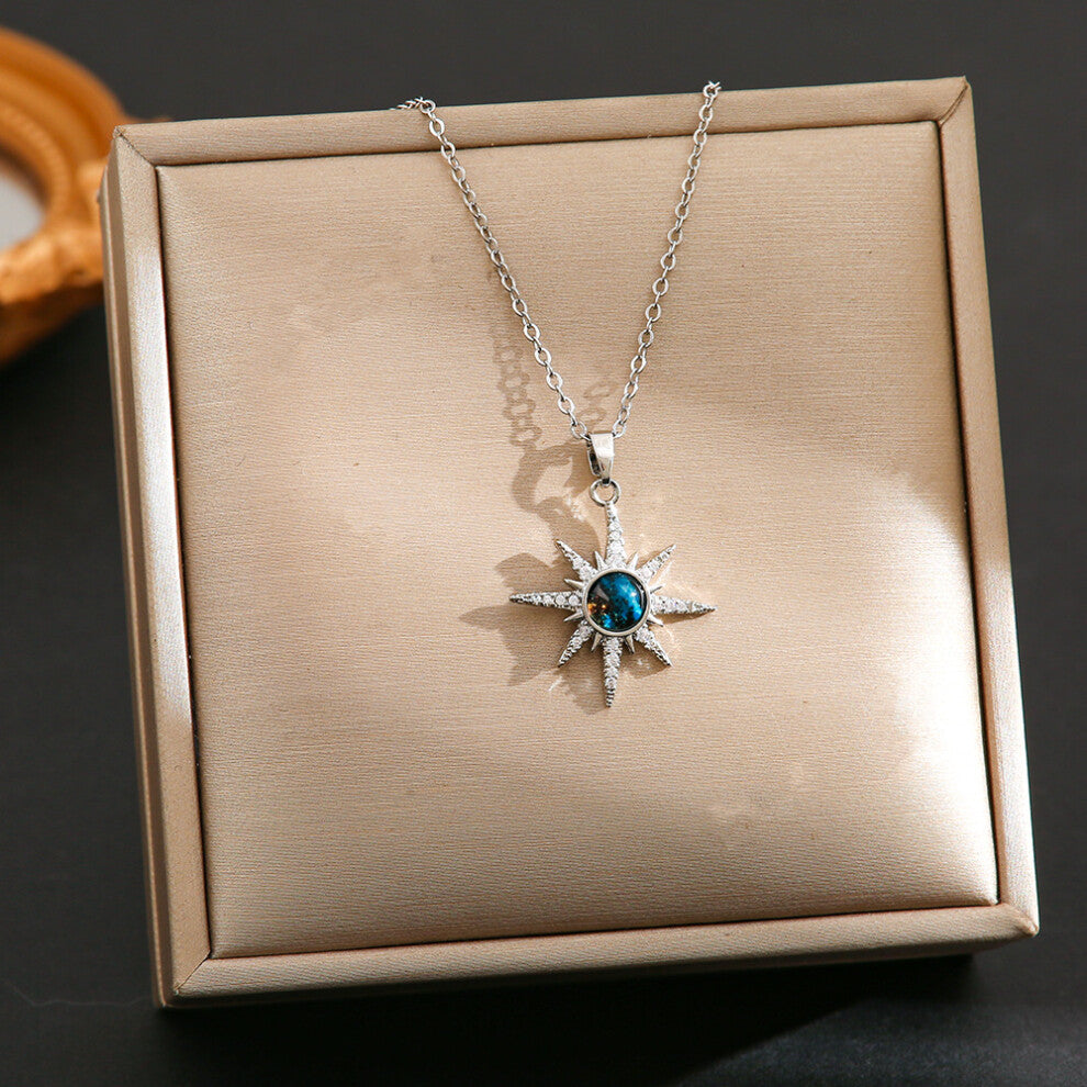 (8429-Silver Dream Planet) Silver titanium steel necklace for women, ins style, niche and versatile, popular collarbone chain