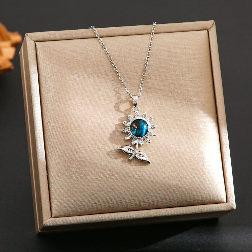 (8430-Silver Dream Planet) Silver titanium steel necklace for women, ins style, niche and versatile, popular collarbone chain