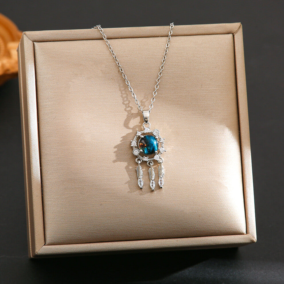 (8431-Silver Dream Planet) Silver titanium steel necklace for women, ins style, niche and versatile, popular collarbone chain