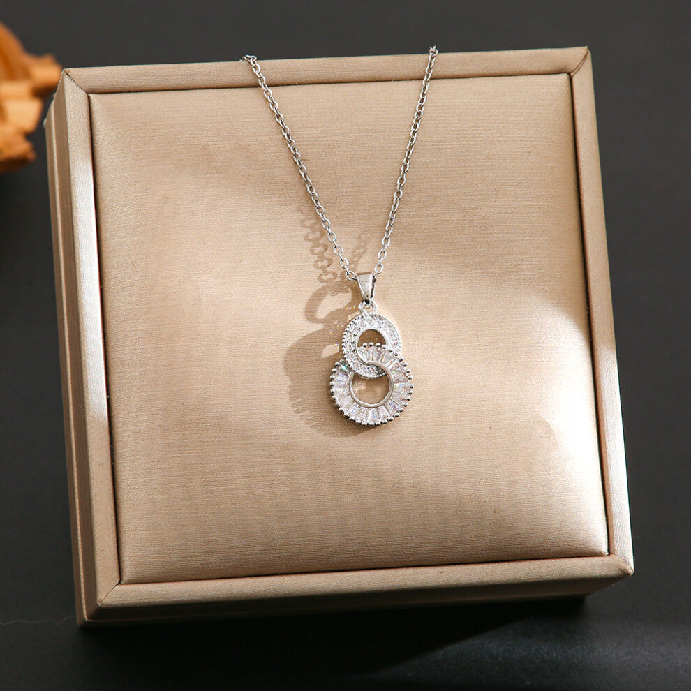 (8436-Silver) Silver titanium steel necklace for women, ins style, niche and versatile, popular collarbone chain