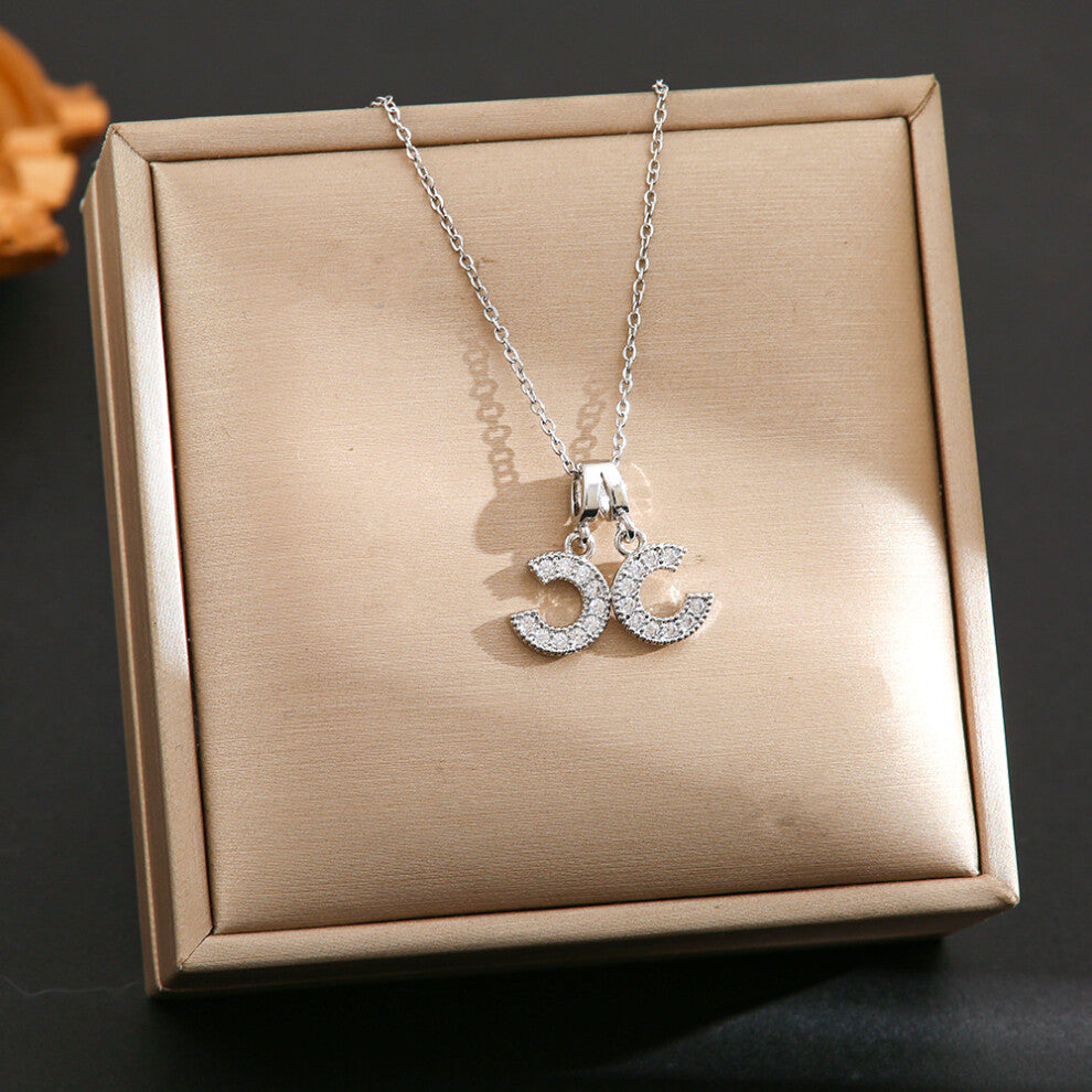 (8437-Silver) Silver titanium steel necklace for women, ins style, niche and versatile, popular collarbone chain