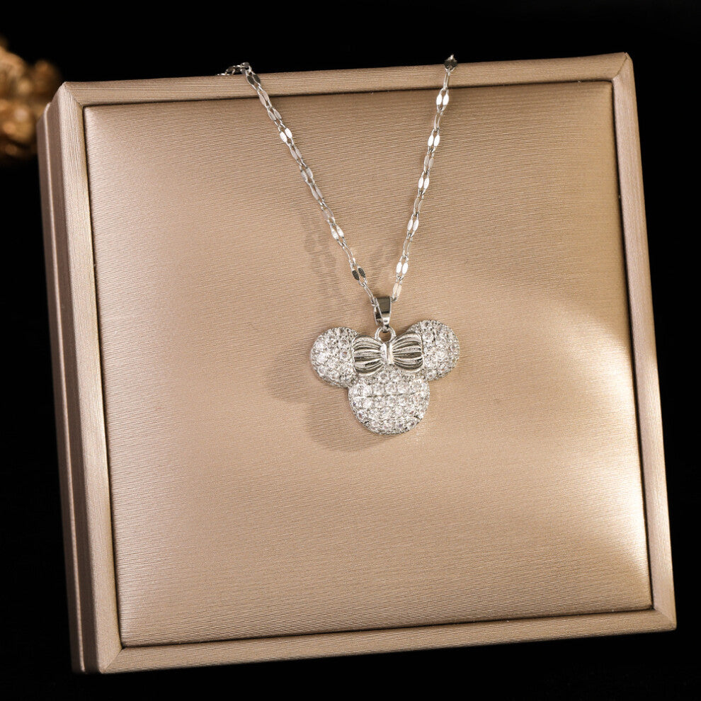 (8447-Silver) Silver titanium steel necklace for women, ins style, niche and versatile, popular collarbone chain