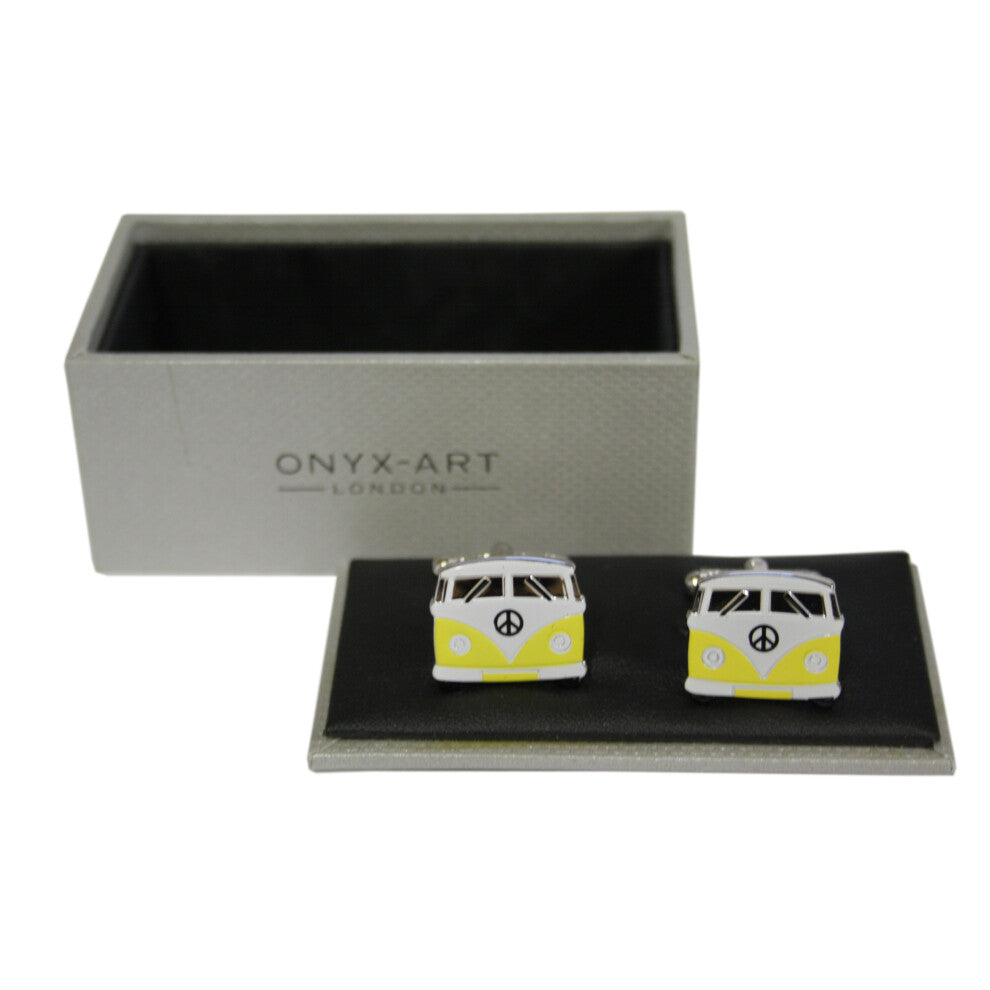 Yellow Split-Screen Campervan Cufflinks