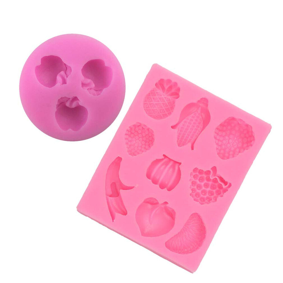 Tone Fun 2 Pcs Mini Apple Plant Fruit Shape Banana Grape Strawberry Peach Orange Corn for DIY Cake Fondant Baking Homemade Cupcake 3D Hard Candy Drop
