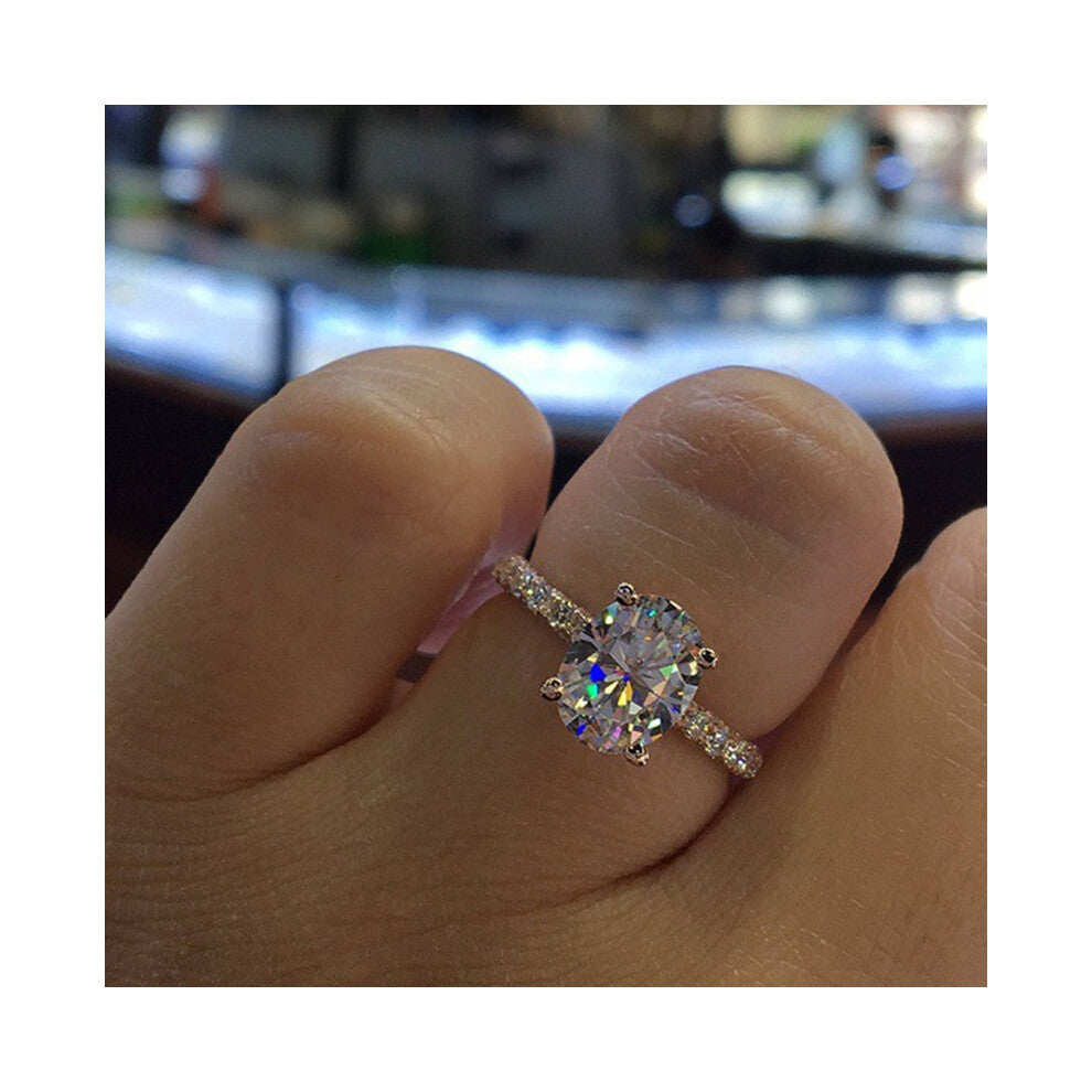 (8)Oval Moissanite Engagement Ring Rose Gold Filled Anniversary Wedding Rings