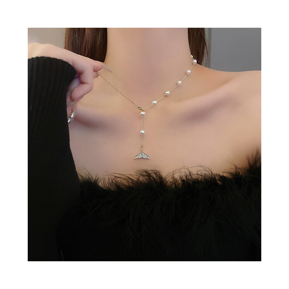 (X1036 gold) Korean version micro-set necklace, exquisite light luxury, versatile pendant, collarbone chain