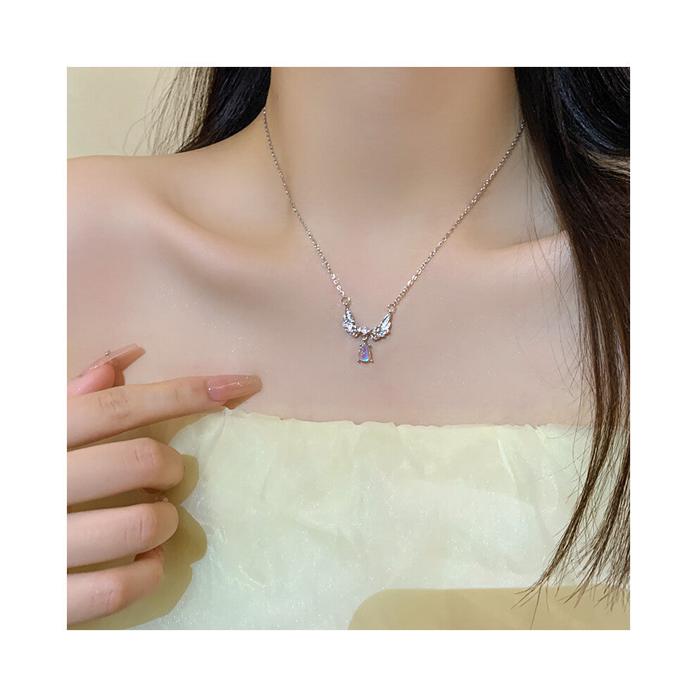 (Silver X1070) Korean version micro-set necklace, exquisite light luxury, versatile pendant, collarbone chain