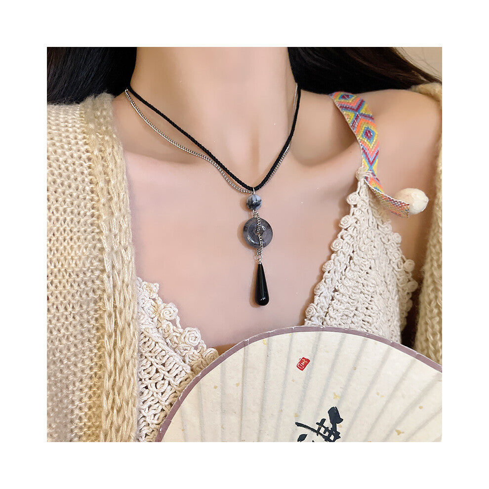 (Silver X1306) Korean version micro-set necklace, exquisite light luxury, versatile pendant, collarbone chain