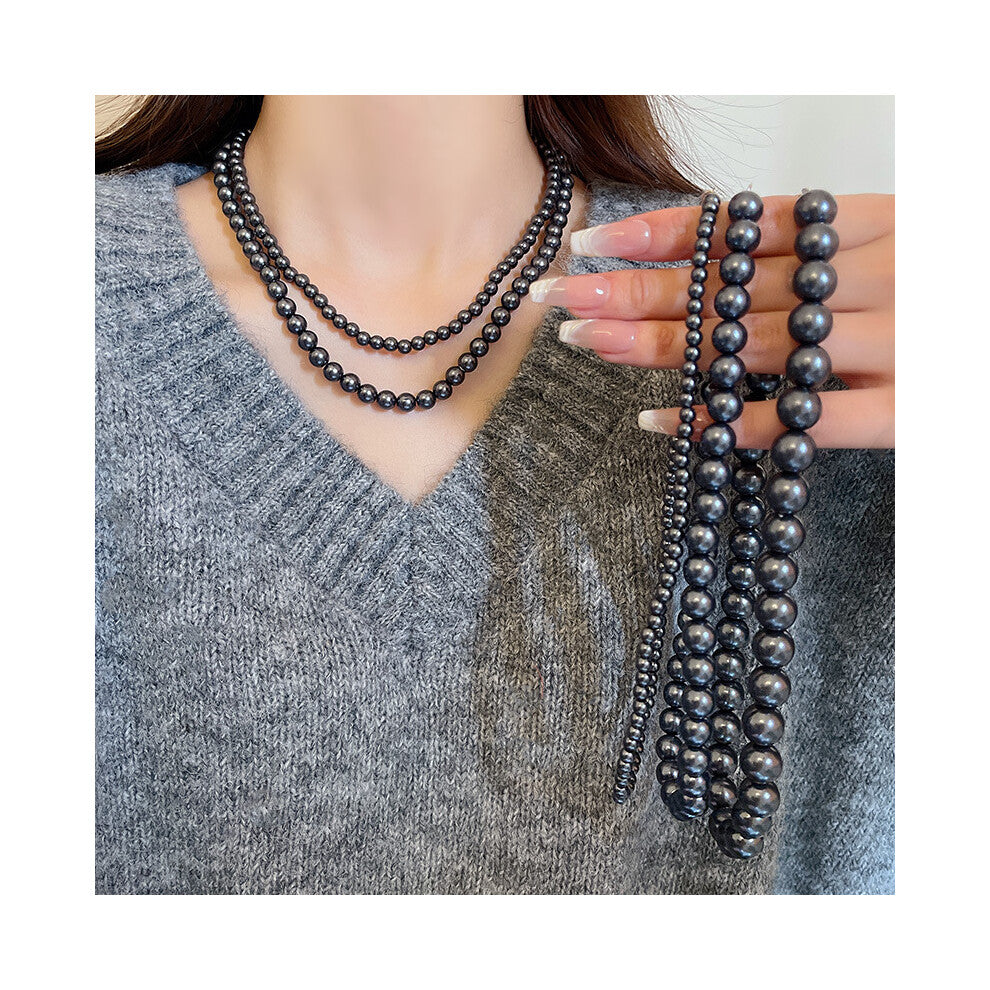 (X1332 gray 6mm) Korean version micro-set necklace, exquisite light luxury, versatile pendant, collarbone chain