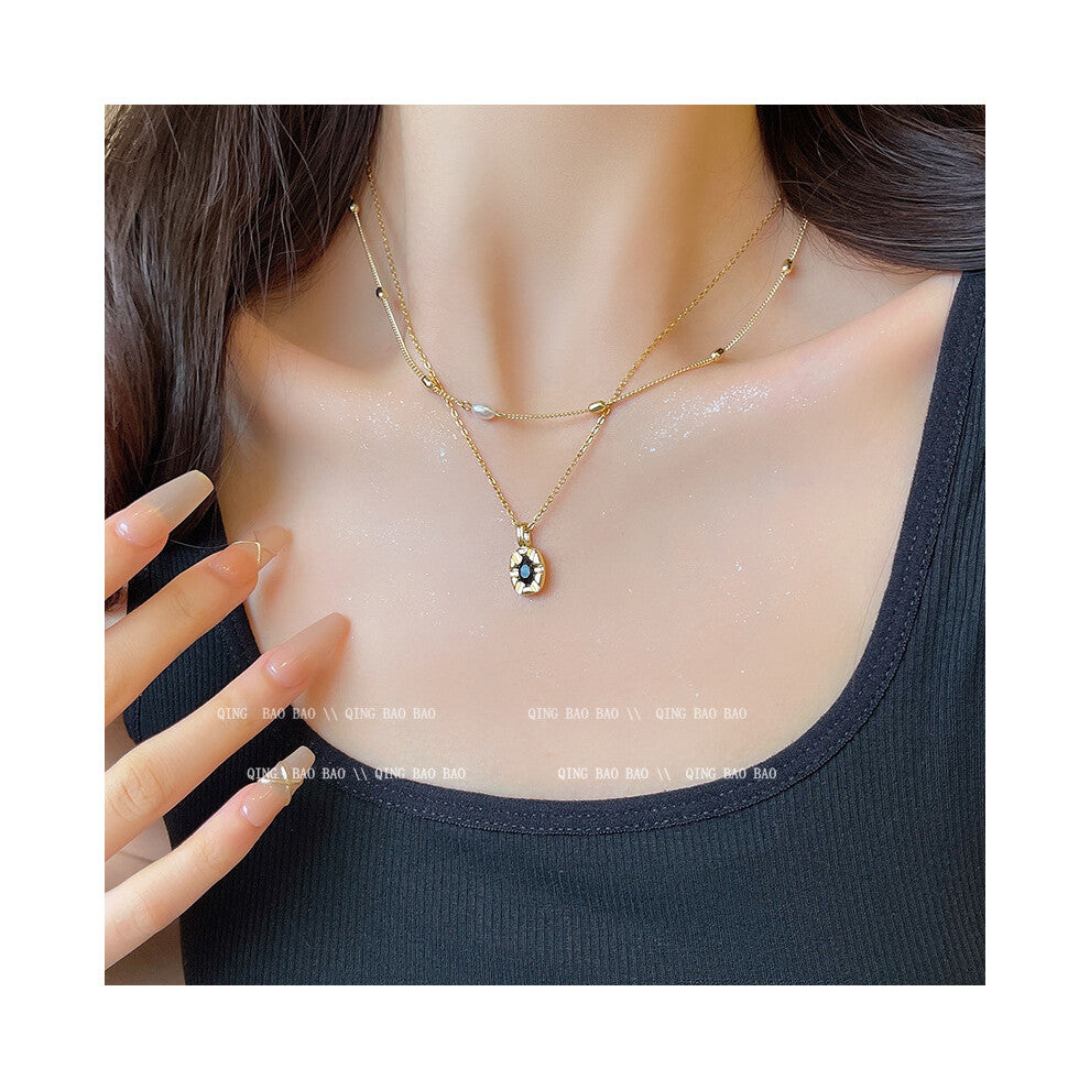 (X1344 gold) Korean version micro-set necklace, exquisite light luxury, versatile pendant, collarbone chain