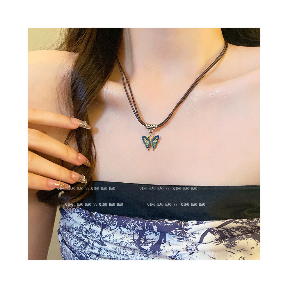 (Silver X1357) Korean version micro-set necklace, exquisite light luxury, versatile pendant, collarbone chain