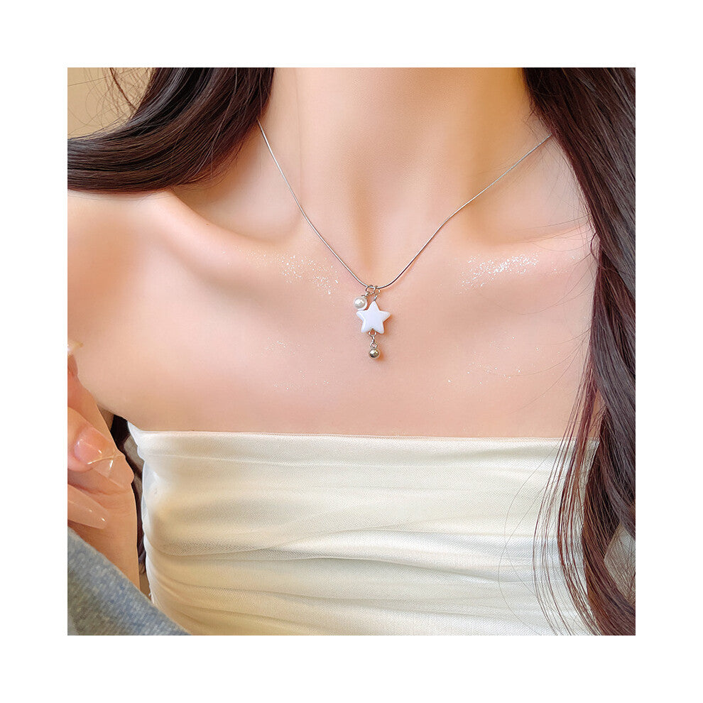 (Silver X1385) Korean version micro-set necklace, exquisite light luxury, versatile pendant, collarbone chain