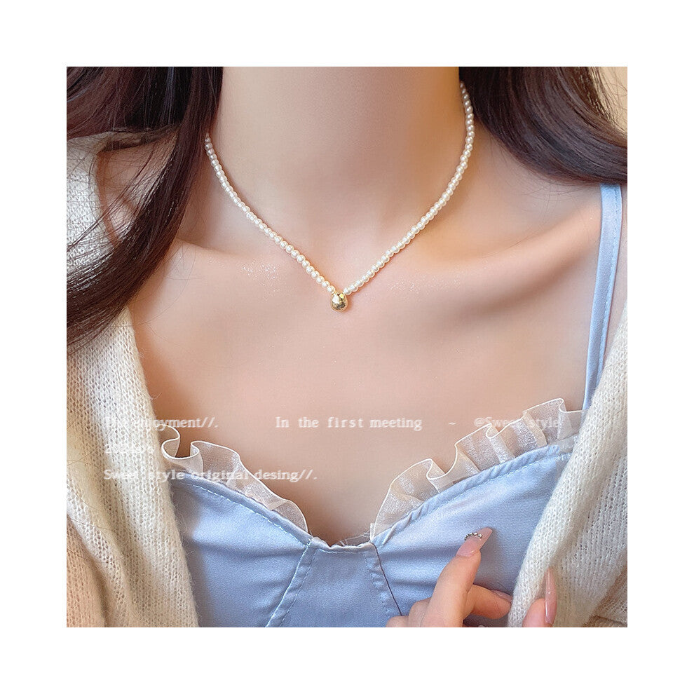 (X1429 gold) Korean version micro-set necklace, exquisite light luxury, versatile pendant, collarbone chain