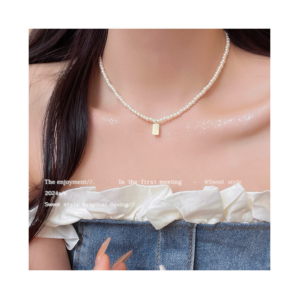 (X1431 gold) Korean version micro-set necklace, exquisite light luxury, versatile pendant, collarbone chain