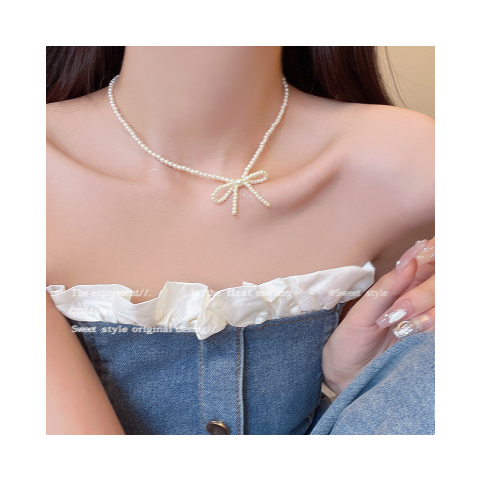 (X1454 gold) Korean version micro-set necklace, exquisite light luxury, versatile pendant, collarbone chain