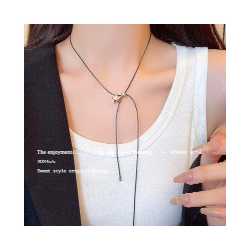 (X1473 gold) Korean version micro-set necklace, exquisite light luxury, versatile pendant, collarbone chain