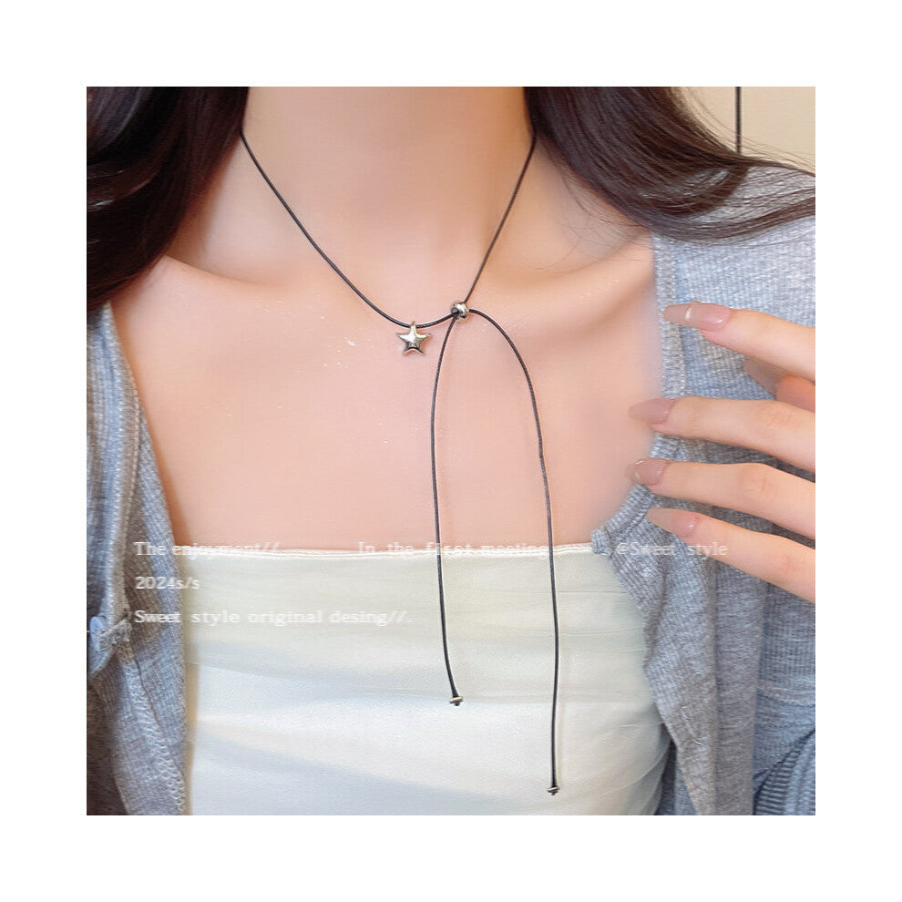 (Silver X1473) Korean version micro-set necklace, exquisite light luxury, versatile pendant, collarbone chain