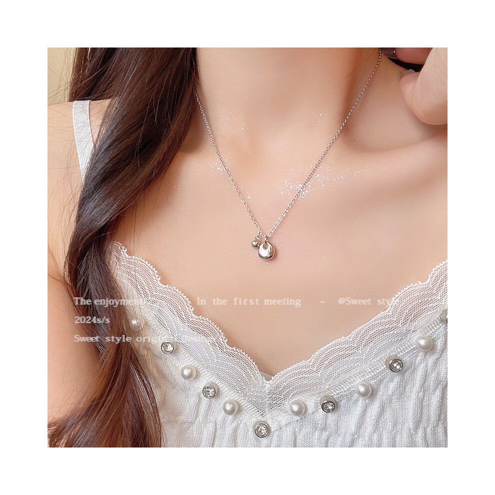 (Silver X1514) Korean version micro-set necklace, exquisite light luxury, versatile pendant, collarbone chain