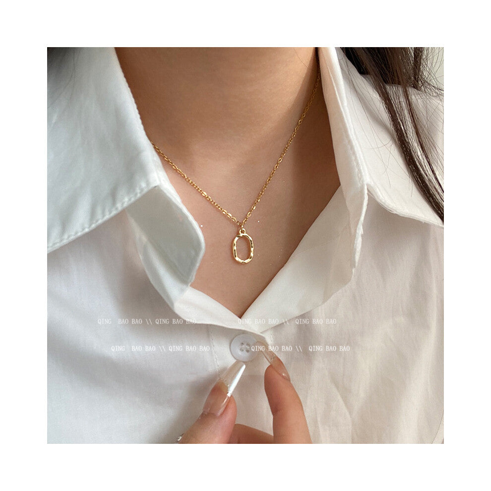 (X1593 gold) Korean version micro-set necklace, exquisite light luxury, versatile pendant, collarbone chain