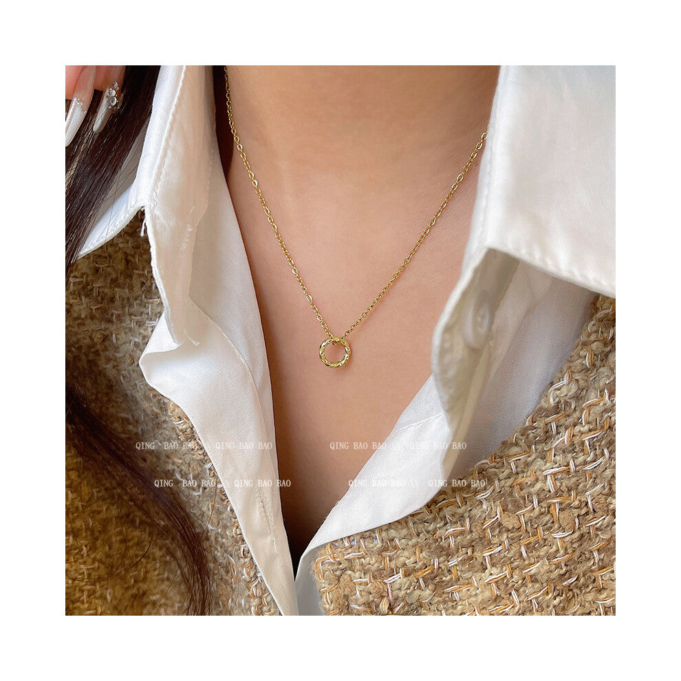 (X1594 gold) Korean version micro-set necklace, exquisite light luxury, versatile pendant, collarbone chain
