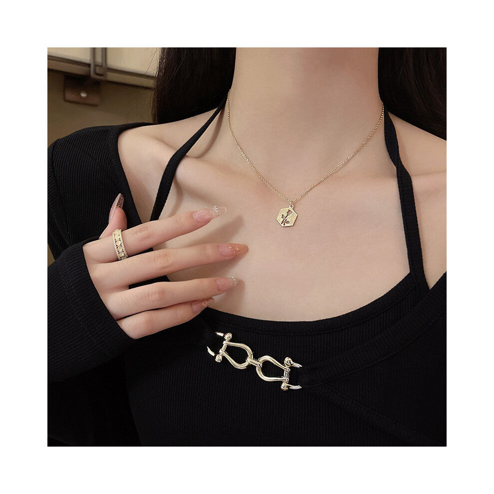 (X365 Gold) Korean version micro-set necklace, exquisite light luxury, versatile pendant, collarbone chain