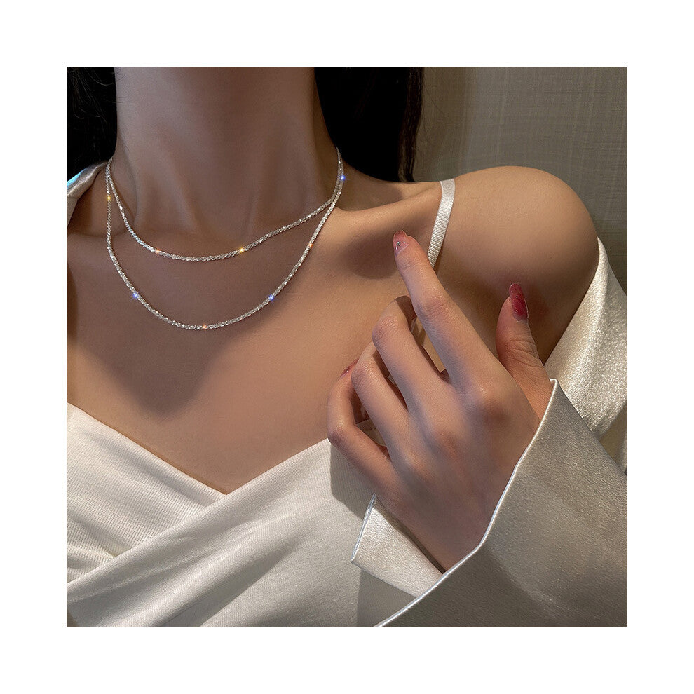 (X499 Gold (Gold Single Bar)) Korean version micro-set necklace, exquisite light luxury, versatile pendant, collarbone chain