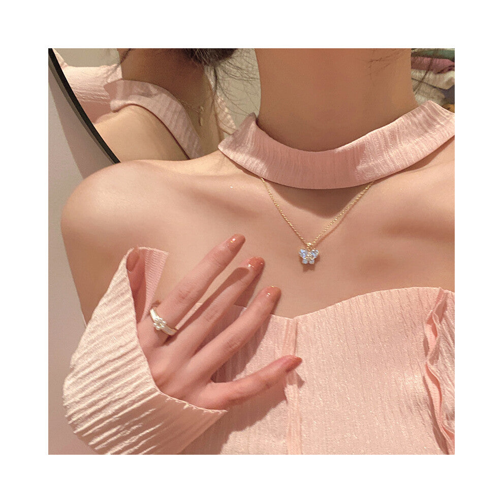 (X836 gold) Korean version micro-set necklace, exquisite light luxury, versatile pendant, collarbone chain